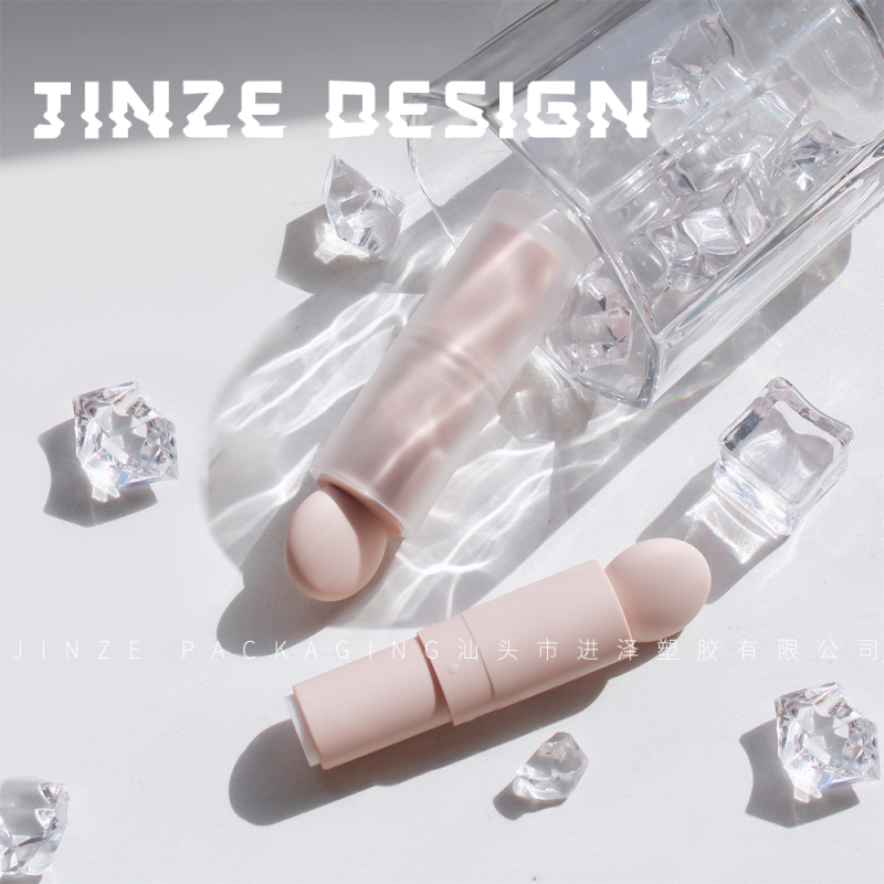 Jinze RTS unique design matte transparent lid with nude inner lipstick tube round lip balm container