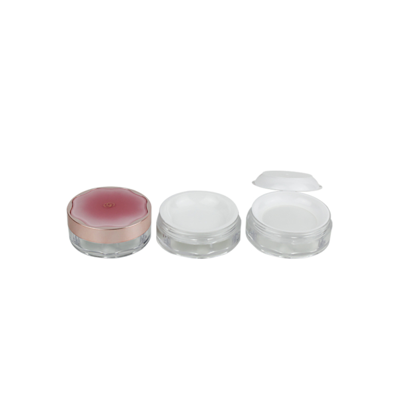 Jinze flower top loose powder jar round calm makeup powder container with elastic net