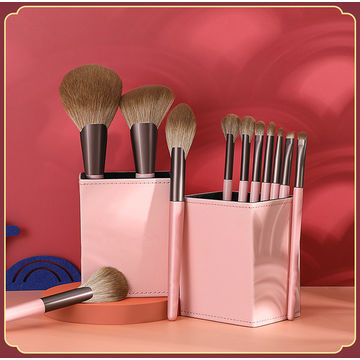 11pcs pink makeup cosmetic brush set with PU container