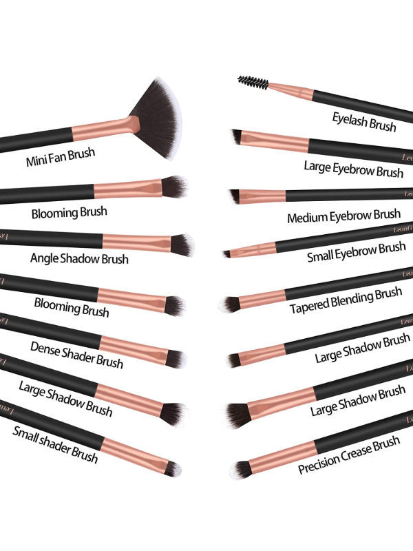 15pcs Private label eyeshadow brush Cosmetic Brush with Gift Case for eyes daily makeup