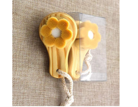 Flower shape Facial cleansing brushes wooden handle small size brush deep Pore Cleasning