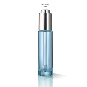 DEMEI New design bottle frosted glass dropper bottles Luxury round blue clear glass dropper bottle 30ml cosmetic packing