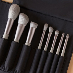 Grey color makeup brush set cosmetic brush set high quality with soft copy animal hair