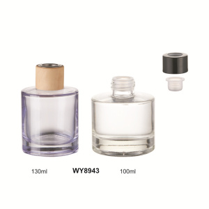 DEMEI 100ml 130ml perfume glass bottle with black wooden cap and stopper