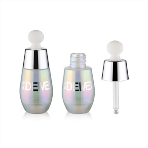 DEMEI  New Design UV Coated Colorful Glass Dropper Serum Bottle With Silver Cap