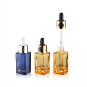 DEMEI Custom color glass dropper bottles with silicone bulb for essential oils empty container with aluminium cap