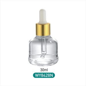 DEMEI  Luxury Cosmetic 30ml clear glass dropper bottle with matte white Silicone Bulb