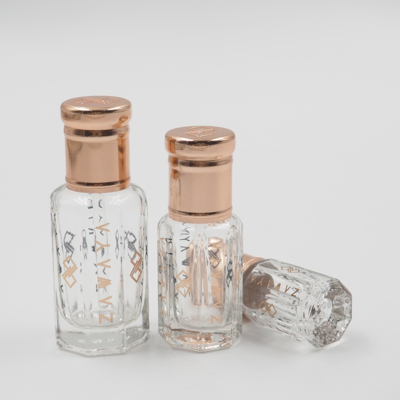 Custom 3ml 6ml 12ml Copper Fancy Tola Oud Oil Perfume Glass Attar Bottle