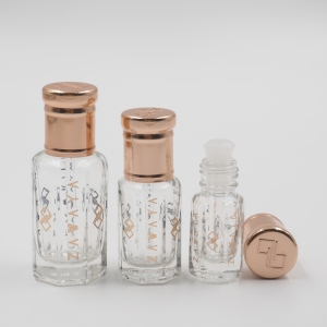 Custom 3ml 6ml 12ml Copper Fancy Tola Oud Oil Perfume Glass Attar Bottle