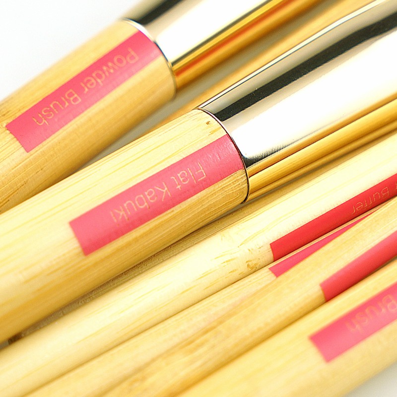 9pcs Biodegradable Handle Durable Synthetic Hair Eco Bamboo Makeup Brush Set with Linen Bag Face Powder