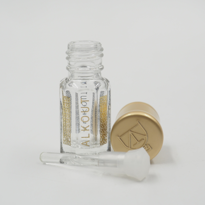 Luxury Octagonal Eectroplate Perfume Essential Oil Attar Tola Empty Glass Bottle