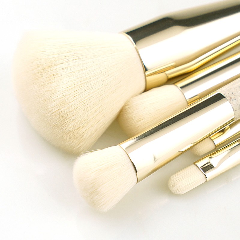 6 pcs Eco Makeup Brush Set Kabuki PLA Plastic Biodegradable Handle Durable Synthetic Hair 