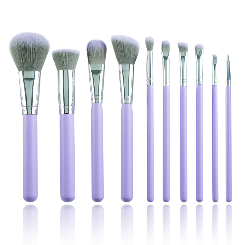 10pcs Lavender Vegan Brush Set with PU Cylinder