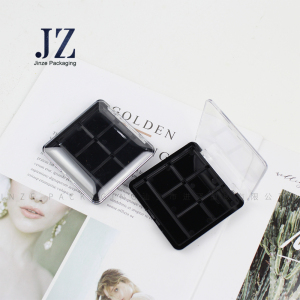 Jinze 6 colors eye shadow case with brush container square transparent lid eye shadow pallet customize