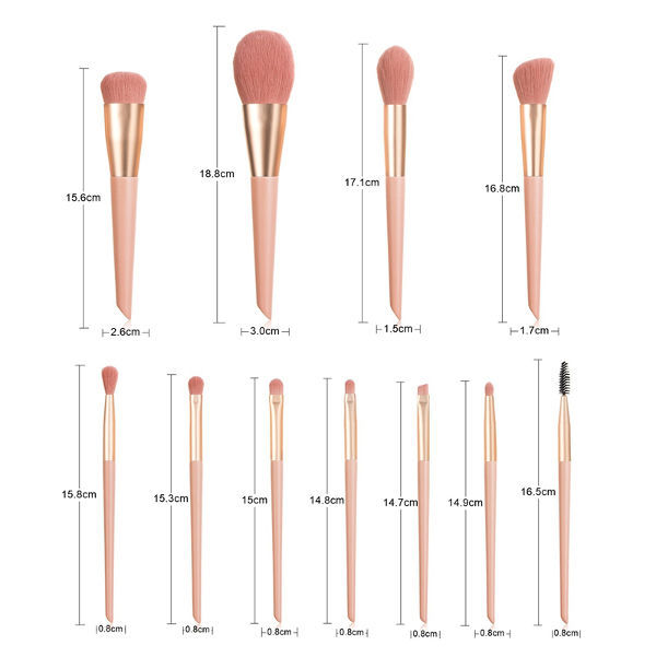 11PCS Beauty Products For Women Custom Face Pink Makeup Brushes Logo With Bag