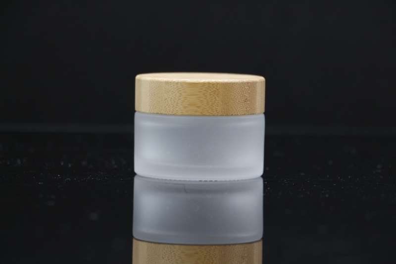 5g  15g 20g 30g 50g frost glass bamboo cream jar with bamboo lid wholesale