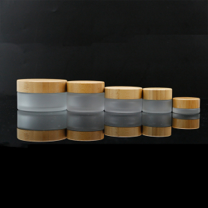 5g  15g 20g 30g 50g frost glass bamboo cream jar with bamboo lid wholesale
