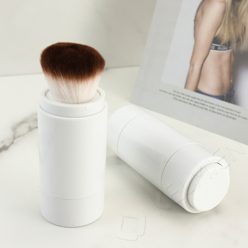 Loose powder jar with brush Integrated semi-automatic makeup brush
