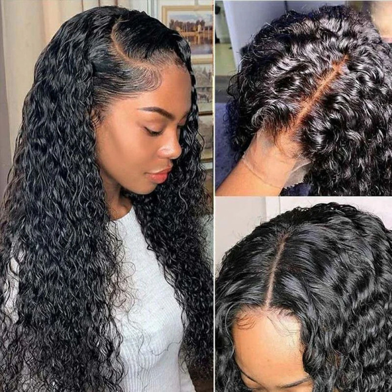 GShair Raw  virgin water wave brazilian human hair wig,13x4 13x6 hd transparent lace frontal virgin hair wig for black women