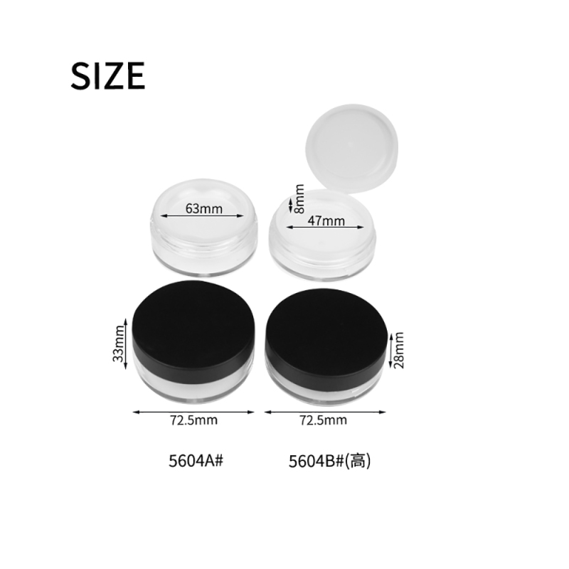 JZ loose powder jar round shape two size custom color loose powder container with elastic mesh sifter