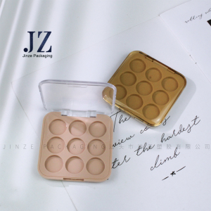 JZ 9 colors empty eye shadow palette transparent lid with nude bottom cute eye shadow case