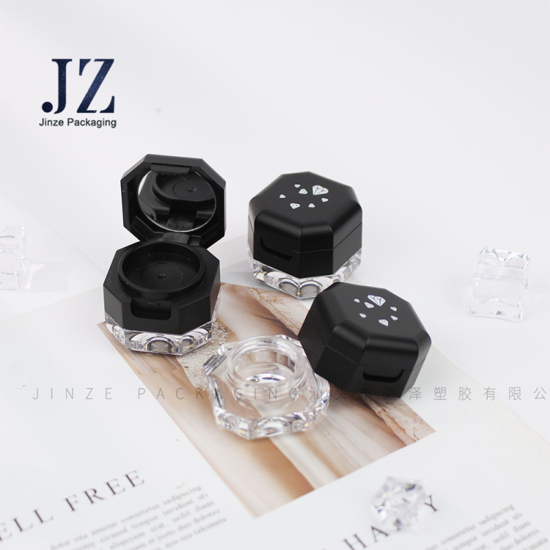 Jinze octagon lip balm container double layers mini eye shadow jar with mirror