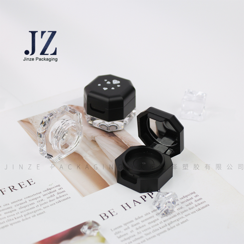 Jinze octagon lip balm container double layers mini eye shadow jar with mirror
