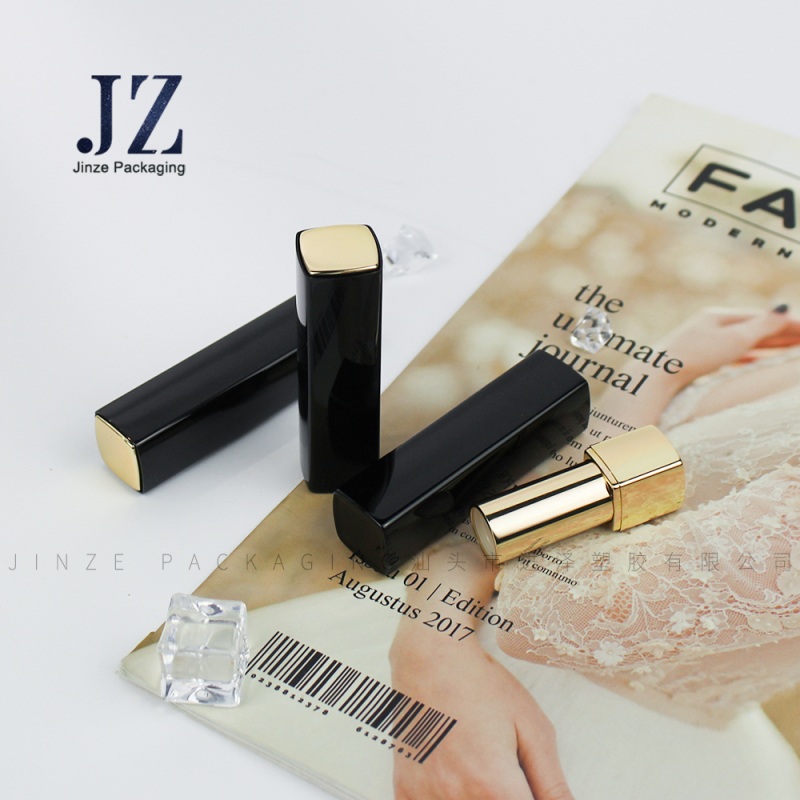 Jinze aluminum lipstick packaging classic pop-up black square lipstick tube 