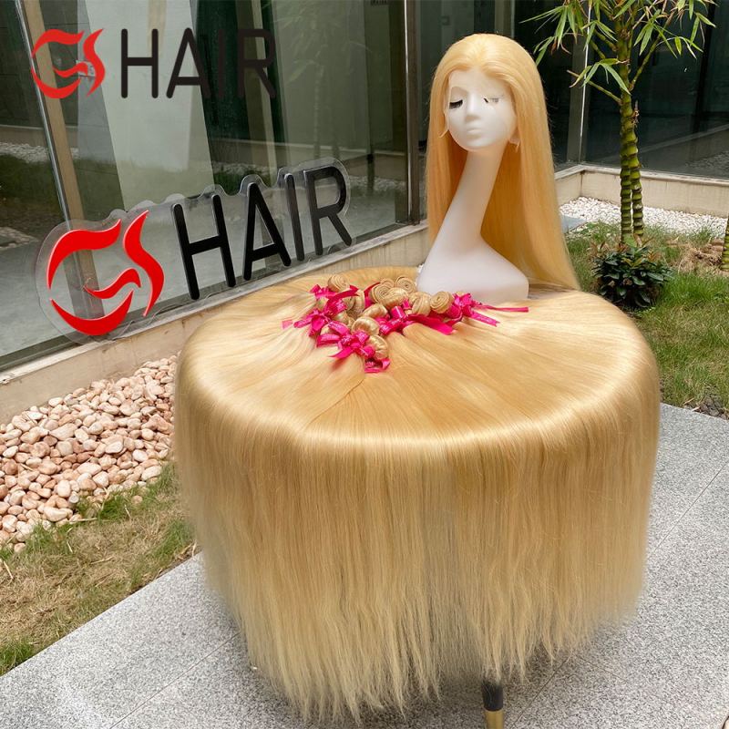GS Hair Cuticle Aligned Wholesale Virgin Brazilian 10-40 Inch Blonde Human Hair Extension,Russian Blonde Virgin Human Hair Bundle