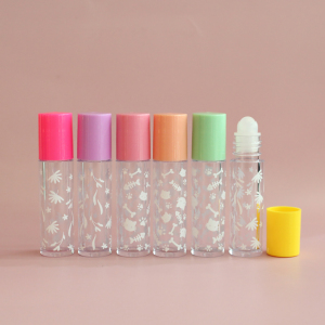 Clear Roll on Lip Gloss Tubes Container with Colorful Top