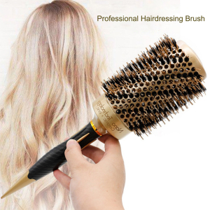 Factory Professional Natural Boar Bristle Round Nano Technology Gold Ceramic Ionic Hair Salon Thermal Hair Brush