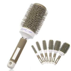 OEM Round Hair Brush Ceramic High Temperature Resistance Nylon Bristle Hair Massage thermal Brush for All Hair Style