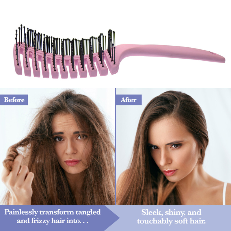 Professional Flexible Boar Bristle curve Brush Anti Static Vent Styling Brush for Blow Drying Quickly