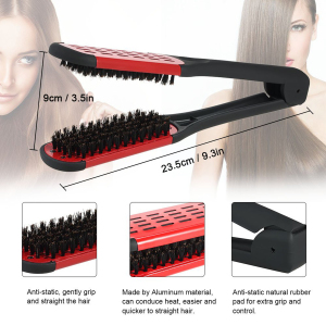 Hair straightener brush double sided brush professional hairdressing tool clamp straightener