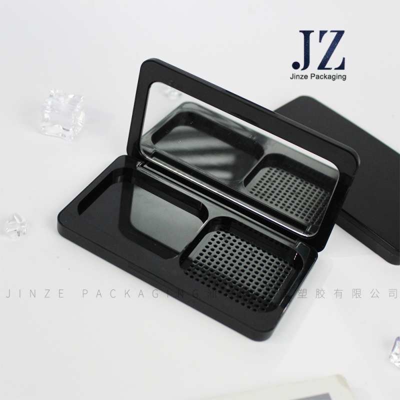 Jinze magnetic square compact powder case with puff container and mirror custom color