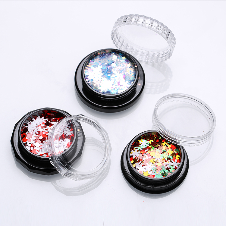 3g round cosmetic eyeshadow powder container black plastic packaging nail jar with transparent lid