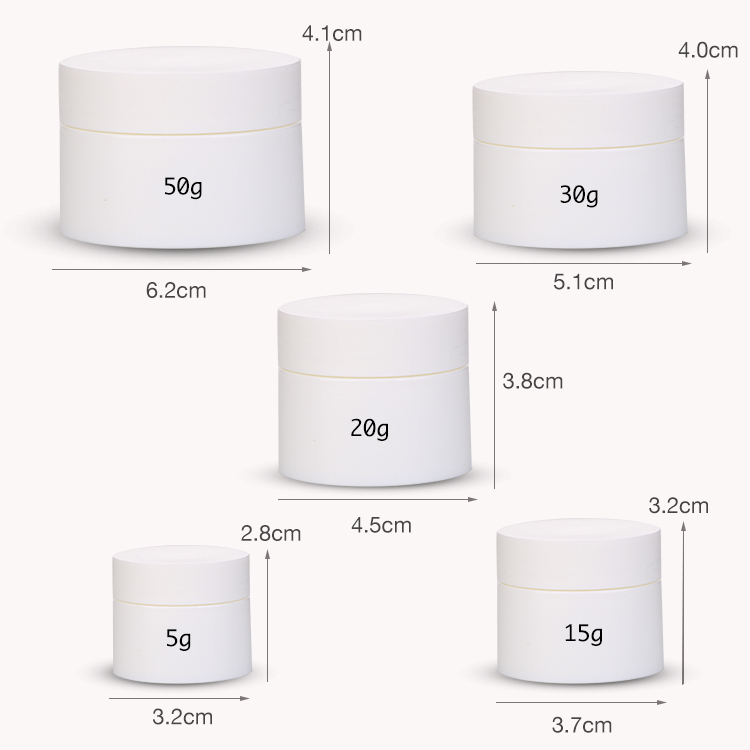 STOCK 5g 15g 20g 30g 50g matte white pp cosmetic jars fancy double walled jar luxury plastic jars with lids Hot sale products
