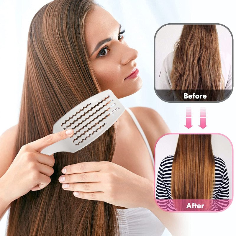 Customized nylon Hair Brush  Curved Vented Massage Curly Hair Brush Fast Drying Detangling Vent brush