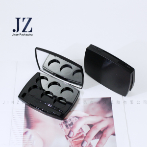 Jinze 6 colors round inner square eye shadow case with mirror matte black 