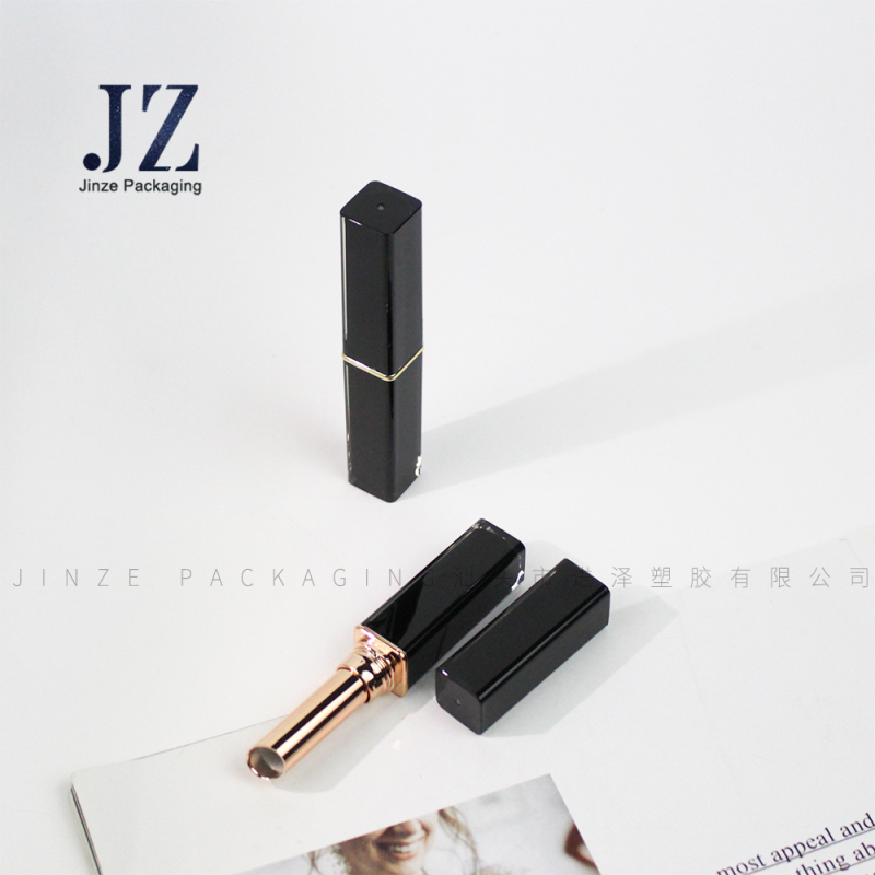 Jinze Customized Square Empty Black Lip Balm Container Tube With Transparent Outside
