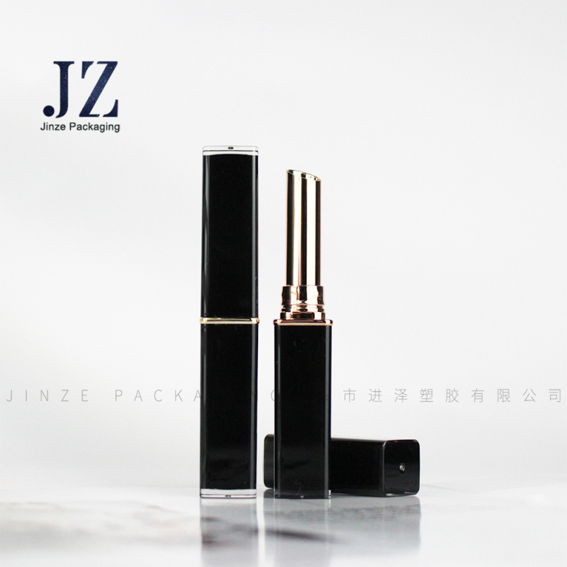 Jinze Customized Square Empty Black Lip Balm Container Tube With Transparent Outside