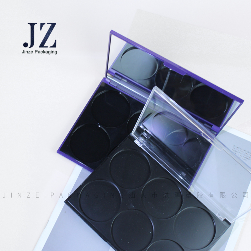 Jinze Big Capacity 6 Color Inner Case With Transparent Snap Cover For Square Eye Shadow Packaging With Mirror 
