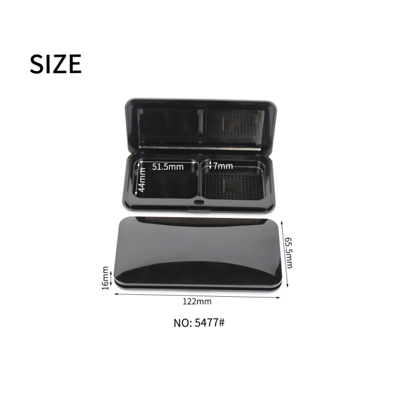 Jinze Square Black UV Coating Finish Snap Cover Foundation Compact Powder Case With Mirror Inside