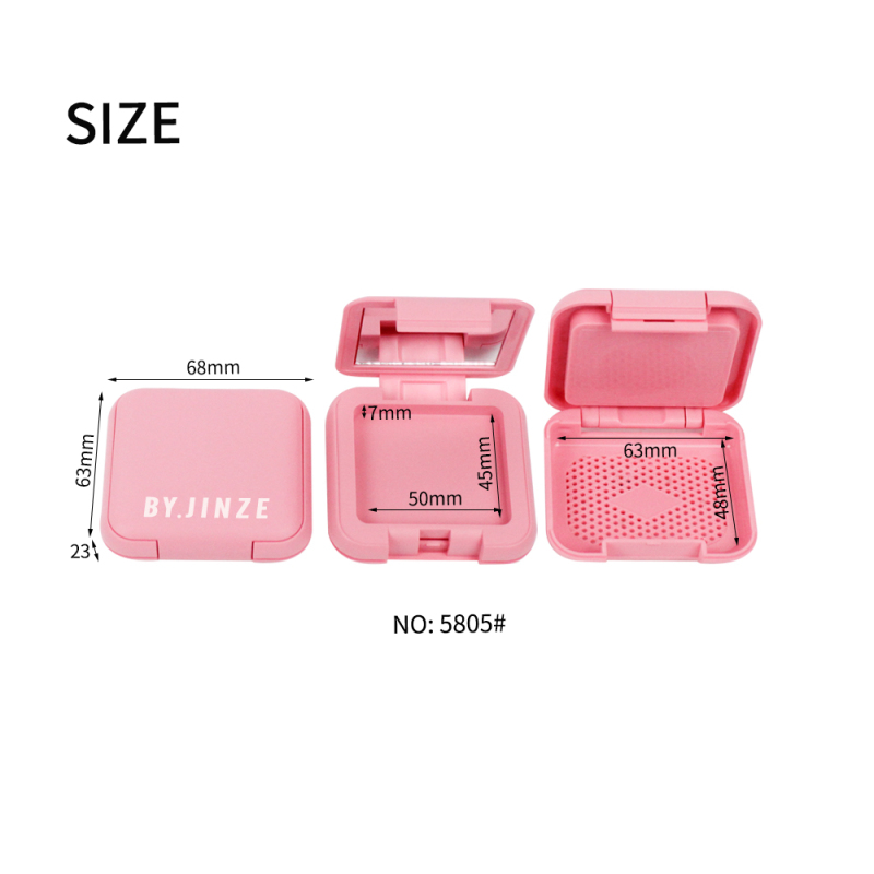 Jinze Empty Square Portable Double Layer Compact Powder Casing Foundation Case Makeup Cosmetics Packaging with Mirror