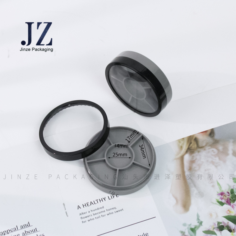 Jinze Round Flower 6 Color Tray Multi Comprehensive Pallet With Window For Eye Shadow Make Up Cosmetic Packaging 