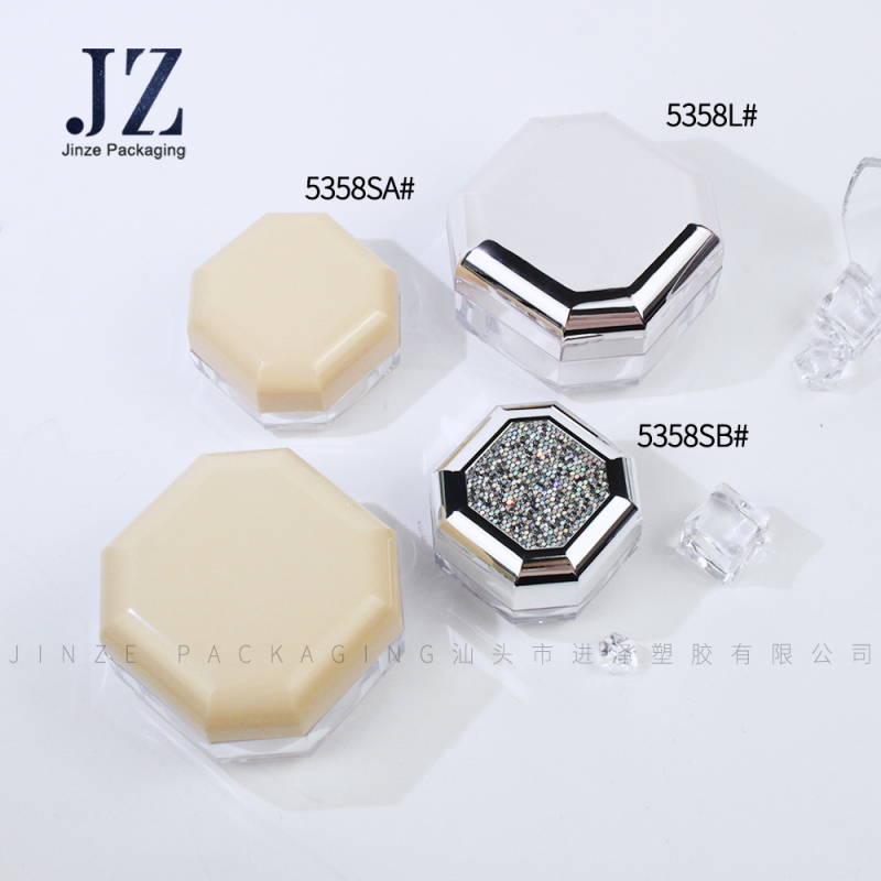 Jinze Wholesale High Quality Octagon Big Capacity Loose Powder Case Cosmetic Packaging With Metallic Screw Cap